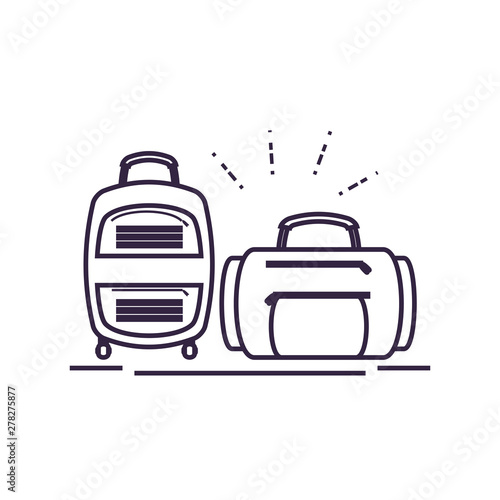 travel suitcases equipment isolated icons