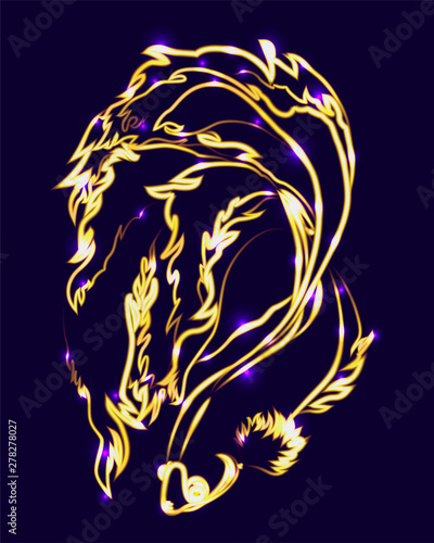 Hand drawn of fish gold. Vector illustration.
