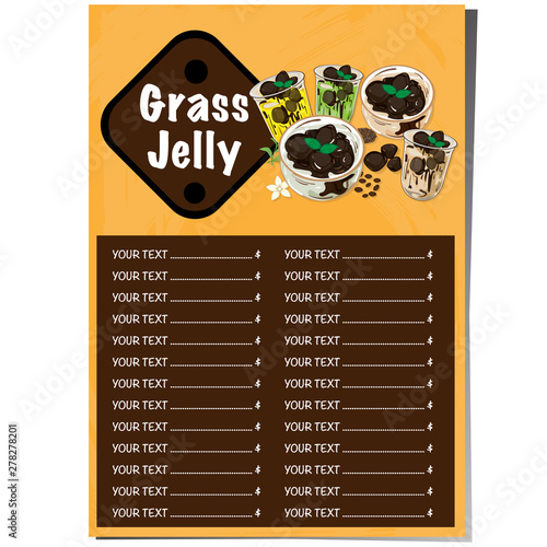 menu grass jelly graphic template