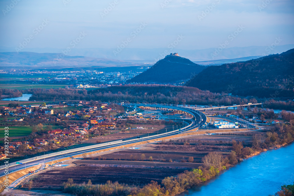 Fototapeta premium Spring landsdcape near Deva, romania