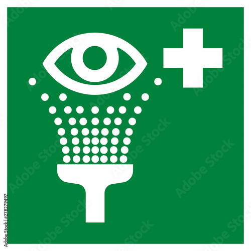 Emergency eye wash station sign
