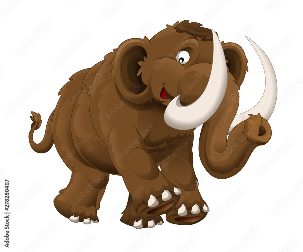 Fototapeta premium cartoon happy mammoth - isolated on white background illustration for children