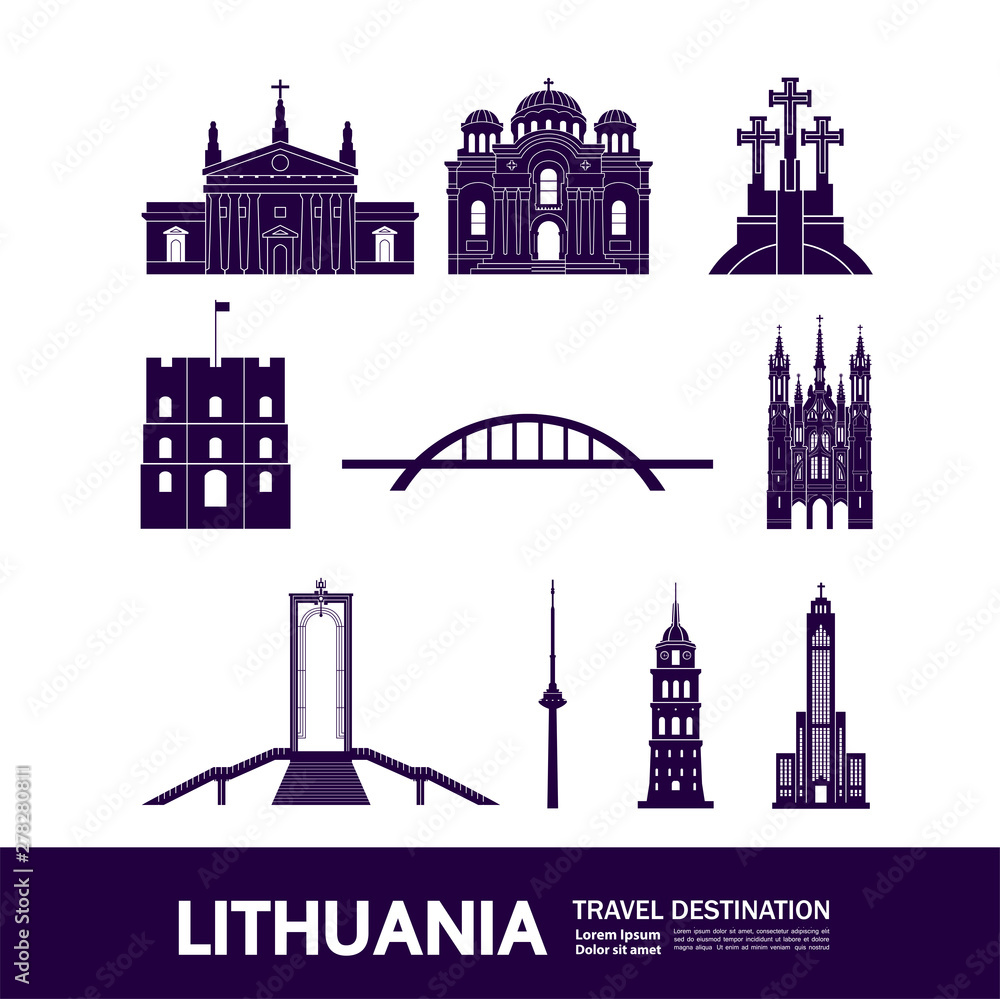 Lithuania travel destination grand vector illustration.