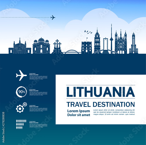 Lithuania travel destination grand vector illustration.