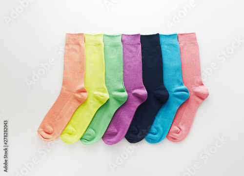 Colorful socks image on white background