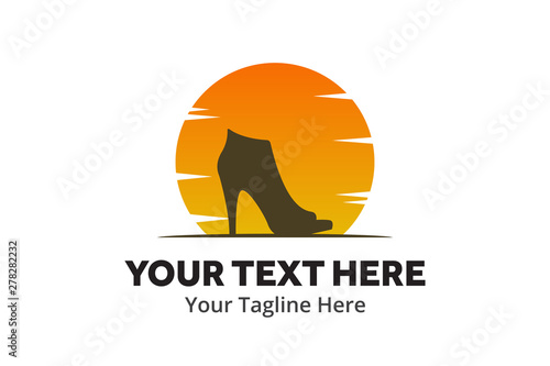 ladies shoes logo , ladies shoes simple logo creative design in flat style with color . shoes logo creative design for identity and business