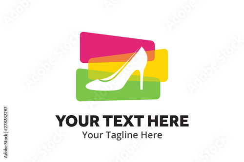 ladies shoes logo , ladies shoes simple logo creative design in flat style with color . shoes logo creative design for identity and business