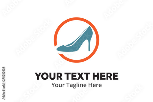 ladies shoes logo , ladies shoes simple logo creative design in flat style with color . shoes logo creative design for identity and business