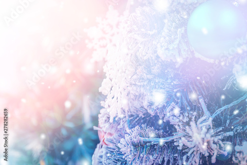 Christmas Background with bokeh light  Blurred Xmas background © joeycheung