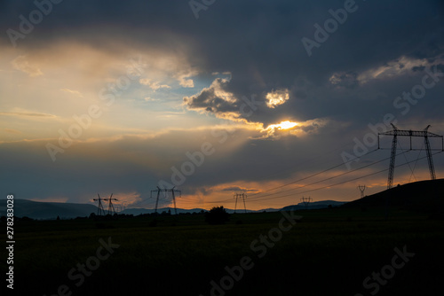 Storm clouds at the sunset