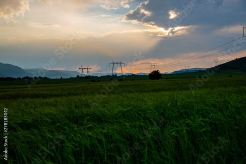 Storm clouds at the sunset