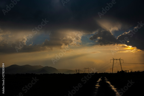 Storm clouds at the sunset