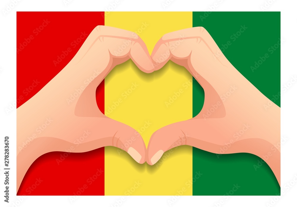 Obraz premium Guinea flag and hand heart shape