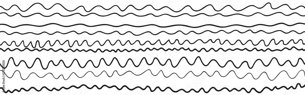 Hand drawn pattern with waves. Universal texture. Abstract background. Doodle for your design. Wallpaper for banners. Black and white illustration Hand drawn pattern with waves. Universal texture. Abstract background. Doodle for your design. Wallpaper for banners. Black and white illustration