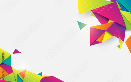 Abstract 3d crystal colorful geometric shape with white space for your design