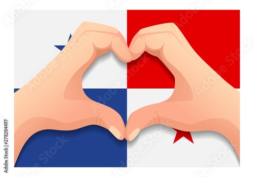 Panama flag and hand heart shape