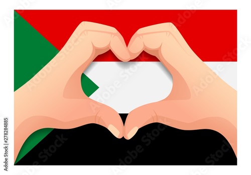 sudan flag and hand heart shape