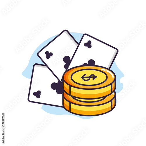 poker casino game cards with coins money