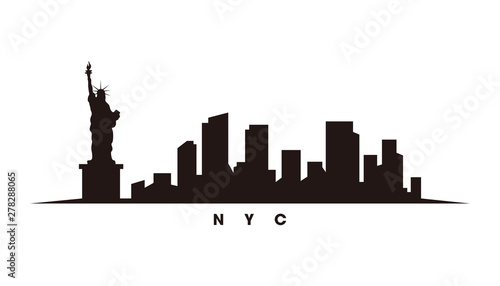New York skyline and landmarks silhouette vector