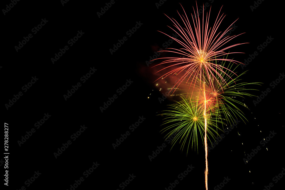 Beautiful fireworks with a black background: celebration with fireworks