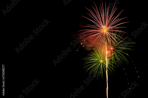 Beautiful fireworks with a black background  celebration with fireworks