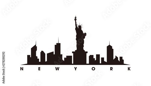 New York skyline and landmarks silhouette vector