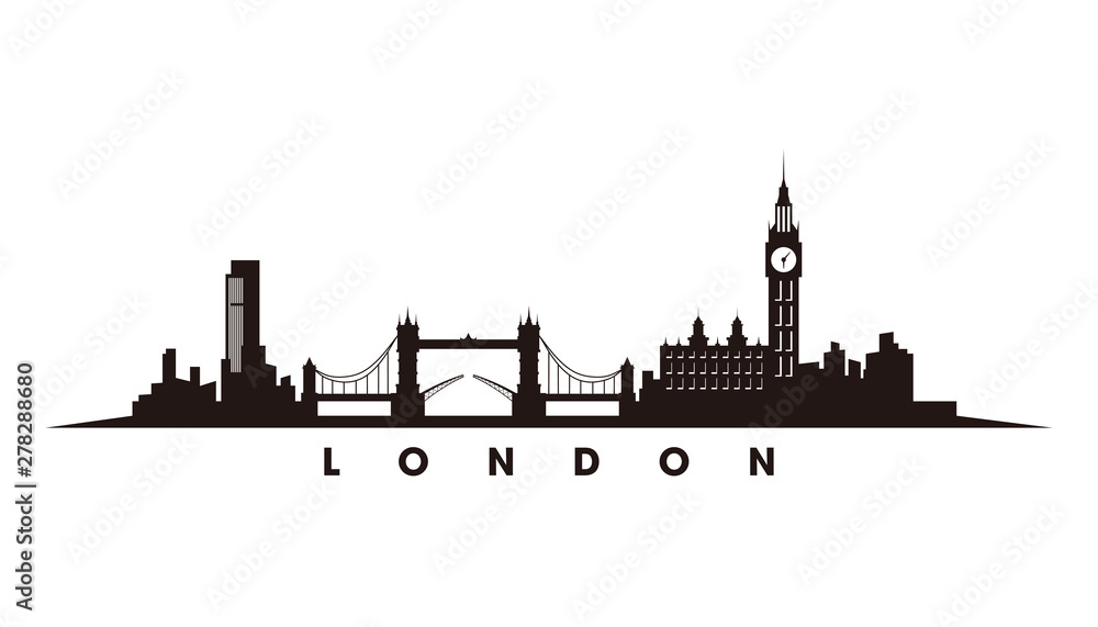 London Skyline And Landmarks Silhouette Vector Stock Vector Adobe Stock