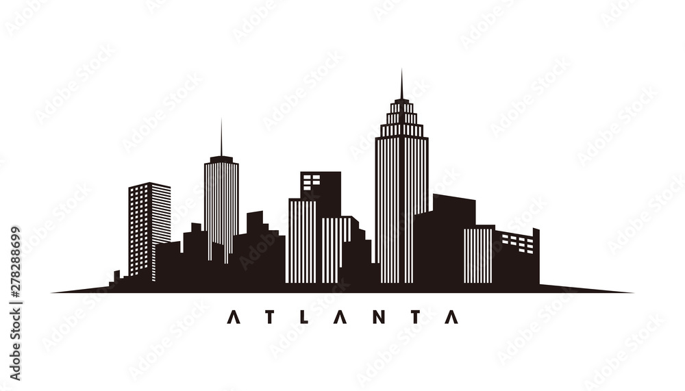 Atlanta skyline and landmarks silhouette vector