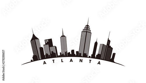 Atlanta skyline and landmarks silhouette vector