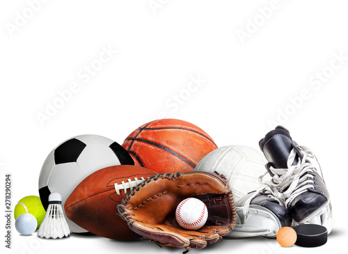 Sports Equipment For All Seasons Isolated on White Background