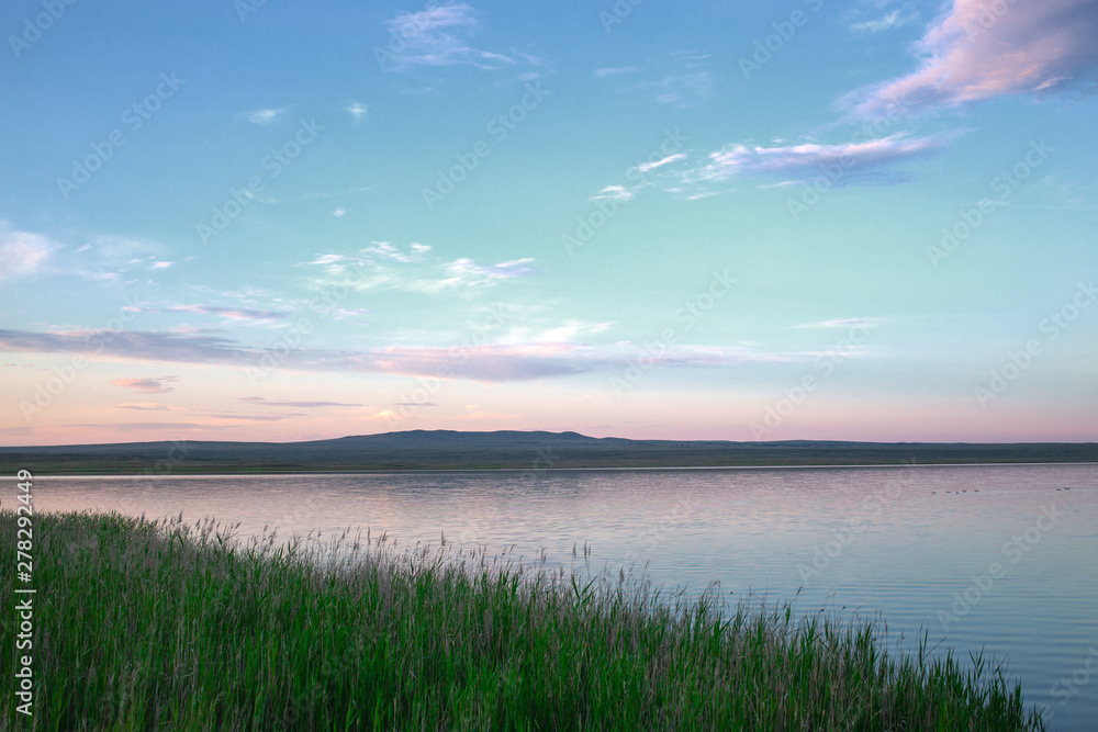 sunset over lake