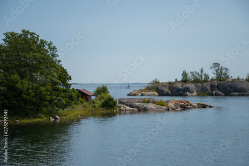 Skerries and islands in the Stockholm northen archipelago a sunny summer day at the island Furusund and Yxlan