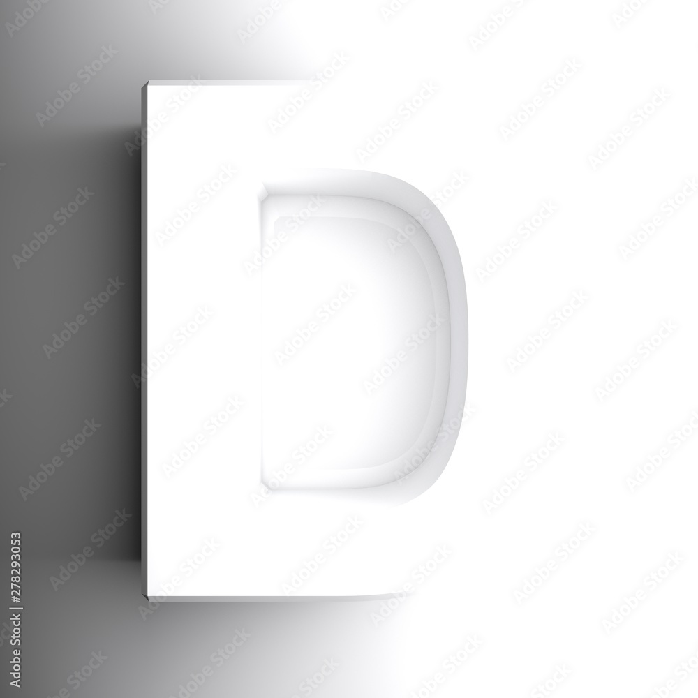 D white letter isolated on white background - 3D rendering illustration D white letter isolated on white background - 3D rendering illustration