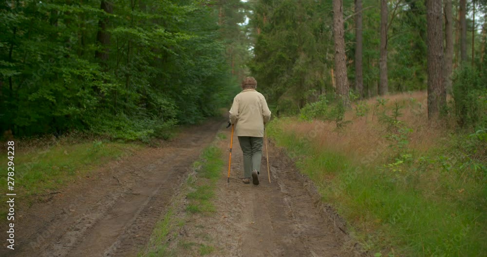 Senior Nordic Walking in the forest Senior Nordic Walking in the forest