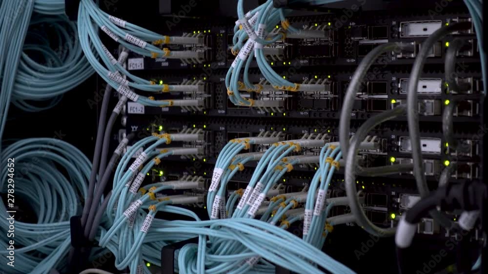 Servers racks close up in Modern data center. Cloud computing datacenter server room. Servers racks close up in Modern data center. Cloud computing datacenter server room.