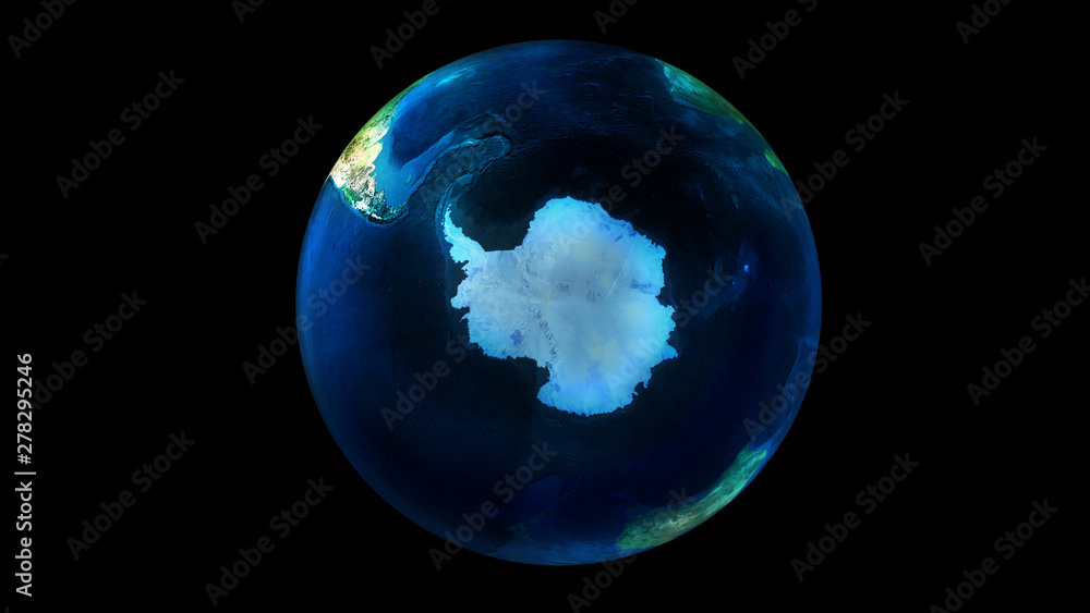 The day half of the Earth from space showing Antarctica.