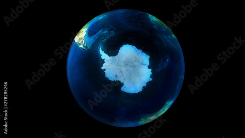 Fotografia The day half of the Earth from space showing Antarctica.