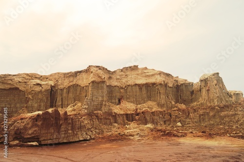 Ethiopia. The parched sea. The rocks in this photo were made of salt and at the top you can see the silt. 