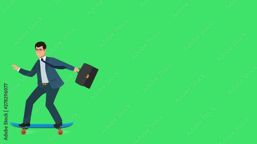 A Business Person in Suit, Skating With a Green Background Background Depicting Business Concept of Solving Business Problems or Skating to Work and Loving Your Job A Business Person in Suit, Skating With a Green Background Background Depicting Business Concept of Solving Business Problems or Skating to Work and Loving Your Job