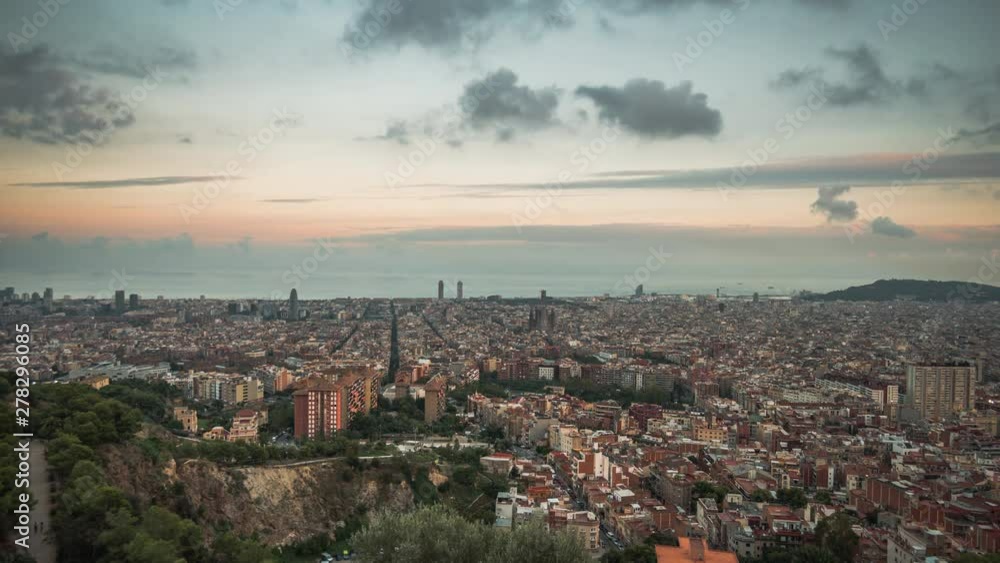 Time lapse, Barcelona sunset, Spain. Time lapse, Barcelona sunset, Spain.