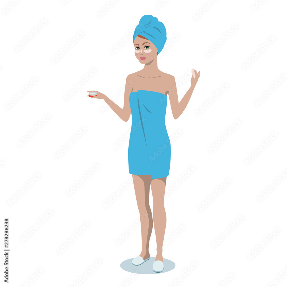 Girl in the towel does morning makeup Girl in the towel does morning makeup