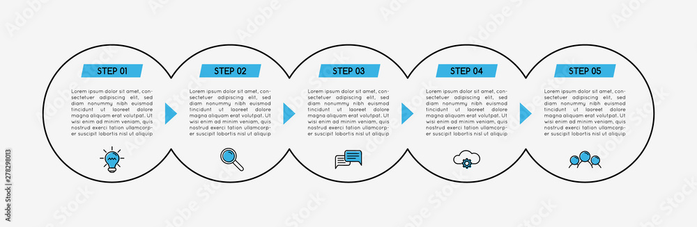 Business infograph with 5 steps. Flowchart. Vector Business infograph with 5 steps. Flowchart. Vector