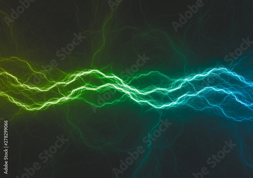 Green and blue abstract fractal lightning