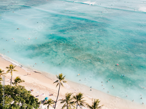 Top down view of Waikiki Beach in Honolulu