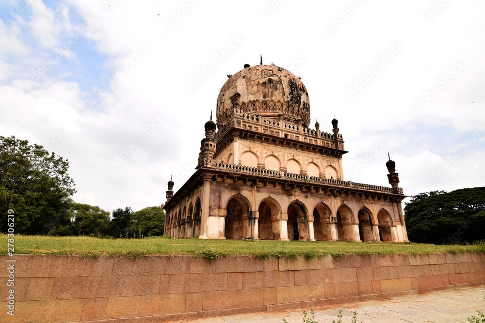 The Qutb Shahi Tombs are located in Hyderabad, India and they contain the tombs and mosques built by the various kings of the Qutb Shahi dynasty. They were built between the 16th and 17th centuries.