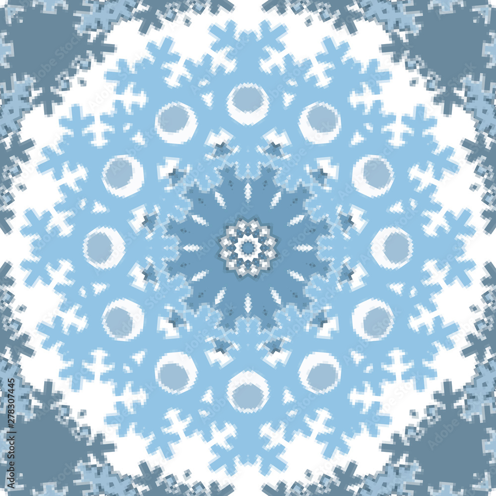 Seamless pixel kaleidoscope mosaic pattern
