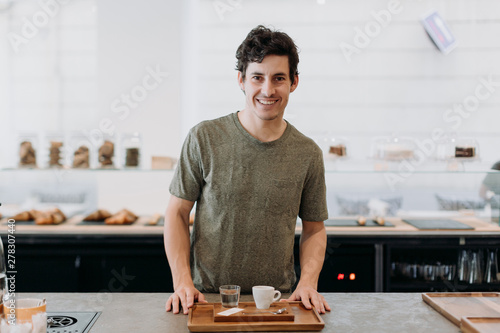 Portraits of workers from coffee bar. photo