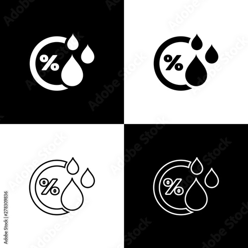 Set Humidity icon isolated icons isolated on black and white background. Weather and meteorology, thermometer symbol. Vector Illustration