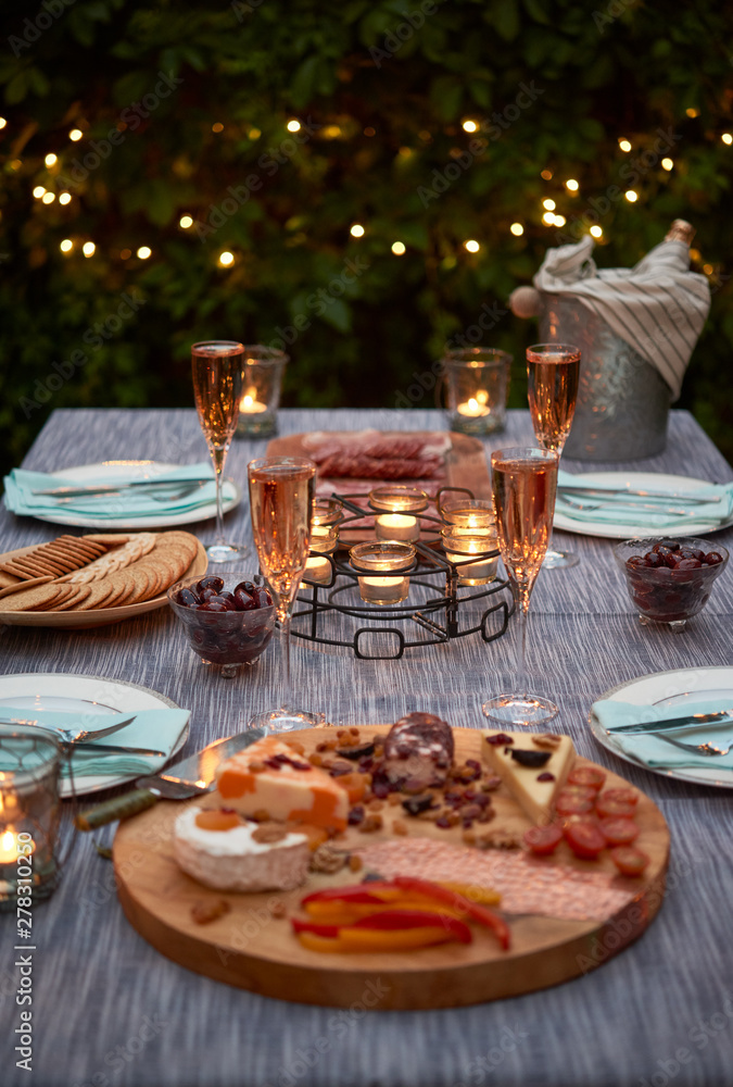 Patio Evening Dinner Party with Champagne Patio Evening Dinner Party with Champagne