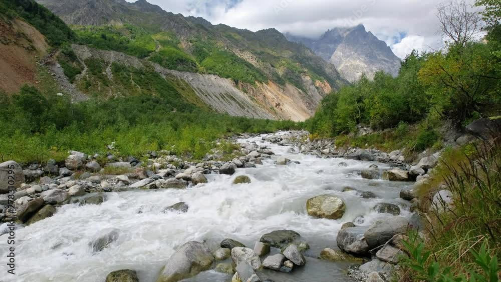 Chalaadi river, tributary of Mestiachala river. It originates from the Chalaadi Glacier in Georgia. Chalaadi river, tributary of Mestiachala river. It originates from the Chalaadi Glacier in Georgia.